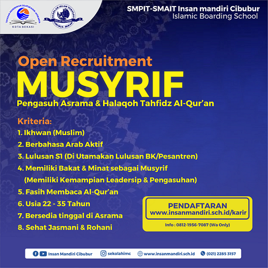 lowongan musyrif insan mandiri cibubur