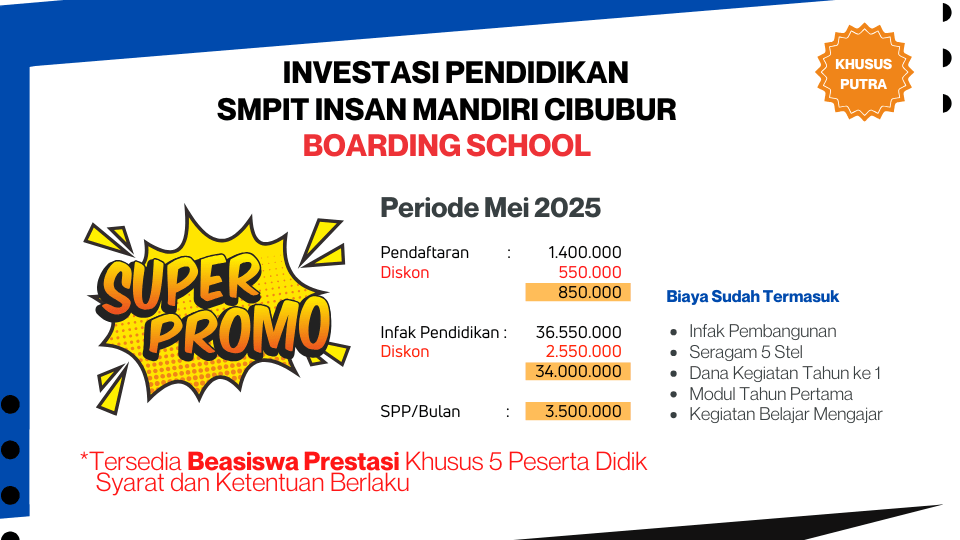 Biaya Pendidikan SMP IT Insan Mandiri Cibubur