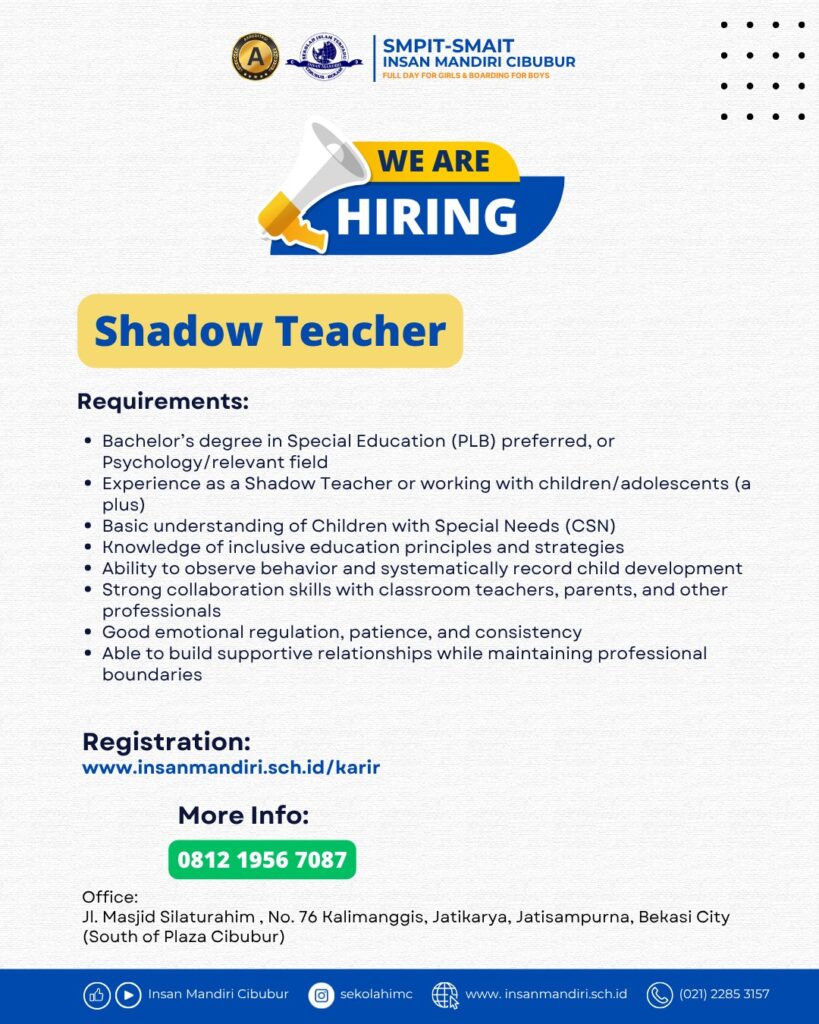 Lowongan kerja shadow teacher